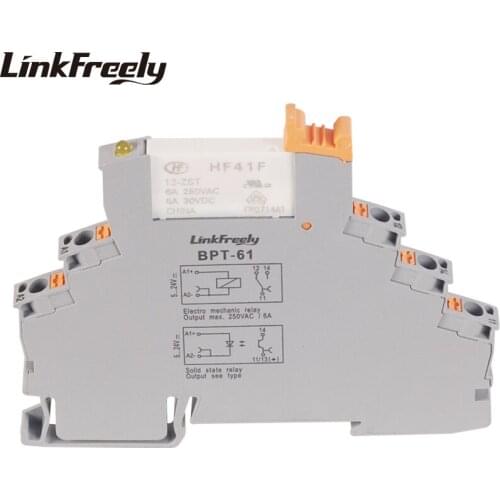 BPT-61 HF41F 12-ZST Smart Plug-in Spring Din Rail Relay 12V In 6A 250VAC/30VDC Out Electric Voltage Relay Switch Module & Board
