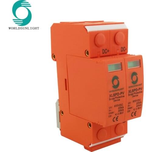 TUV CE DC 600V 20KA~40KA 2P SPD House Surge Protector Protective Low-voltage Arrester Device Din rail Lightning Protection
