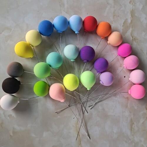 Balloon Cake Toppers Macaron Soft Clay Cupdake Decor Happy Birthday Party Decor For Kids Boys Girls Dessert Decor