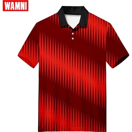 WAMNI Fashion Men Tennis Business Polo Shirt Casual Bodybuilding 3D Sport Polo Moletom Turn-down Collar Striped Top