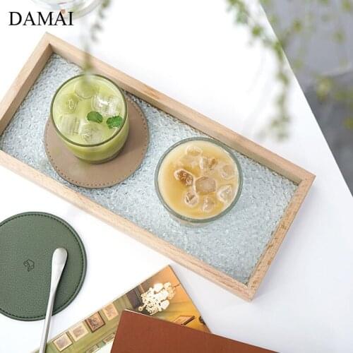 Japanese Simple Wood Trays Decorative Water Ripple Glass Tea Set Teacup Storage Plate Hotel Restaurant Service Tray Home Decor