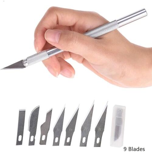 5 / 9 Blades Craft Artwork Cutting Knife DIY Carving Knife Stencil Scoring Hobby Chiseling Model Repairing Sculpture Knife