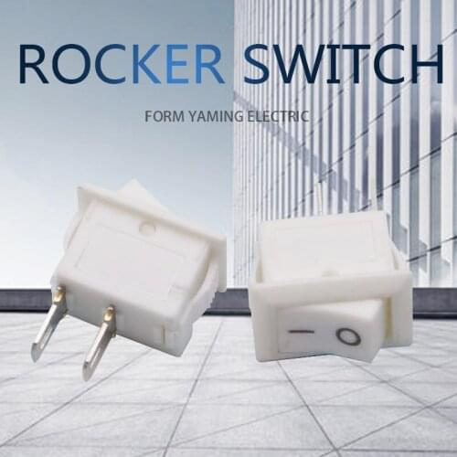 10pcs White 10*15mm Ship Type Rocker Switch Mini Two Foot 2 Pins Power Supply ON-OFF Button
