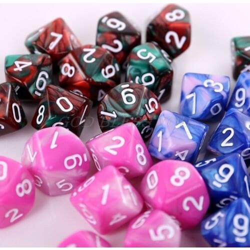 10pcs/set 10 Sided D10 Polyhedral Dices Numbers Dials Desktop Table Board Game Drop Shipping