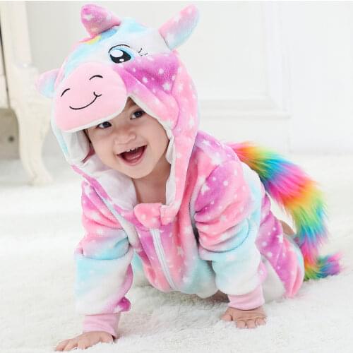 2021 Winter New Born Baby Clothes Unisex Halloween Clothes Boy Rompers Kids Unicorn Costume For Girl Infant Jumpsuit 3 6 9 Month