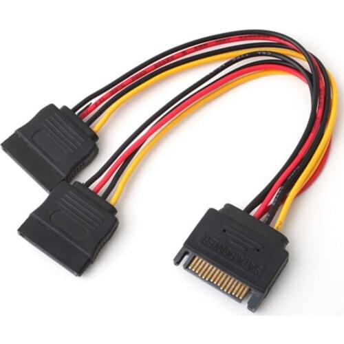 2x 15 Pin SATA Male to 2 SATA Splitter Female Power Cable #2448