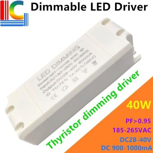 30W 36W 40W Thyristor dimming driver adapter 180V-265VAC External LED Power Transformers 900mA 1000mA For LED Panel