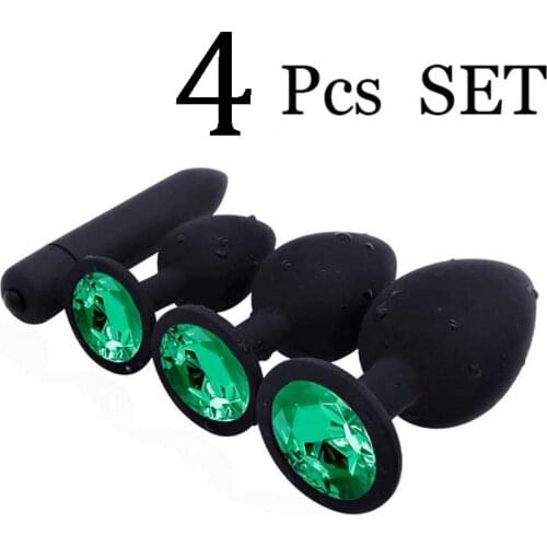 4Pcs Crystal Diamond Butt Plug Silicone Anal Plug Anus Prostate Massager Buttplug Adult Female Male Anal Sex Toys for Men Women