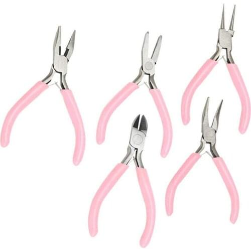 5PCS Pliers Set Long Needle Flat Bent Nose Mini Pliers 4inch Manual hardware Tools for Craft Beading Repair Making Supplies