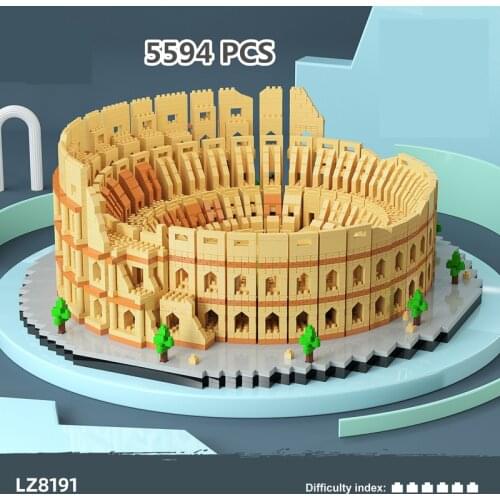 5594 PCS World Architecture Fighter battlefield Colosseum Building 3D Model Mini Mirco Diamond Blocks Bricks Building Toy