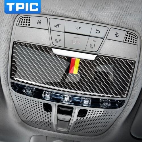 Carbon Fiber Car Interior Reading Light Panel Cover Trim Car Sticker For Mercedes C Class C180 C200 W205 GLC Accessories