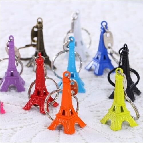 FREE SHIPPING BY DHL 200pcs/lot 2015 New Zinc Alloy Colorful Eiffel Tower Keychains Novelty Keyrings Souvenirs