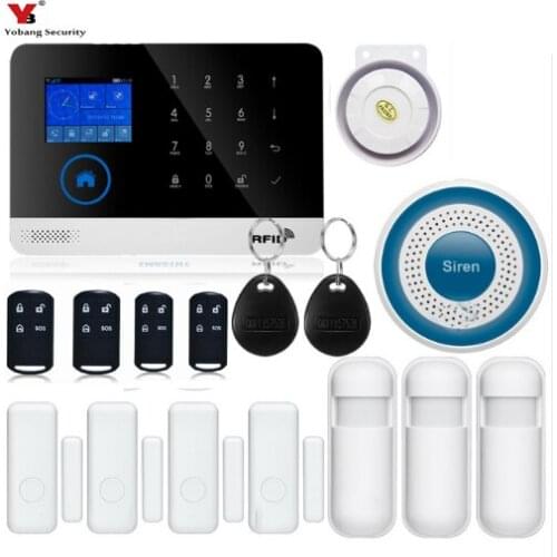 French,Russian,Spanish Wireless WiFi GSM Alarm System Android ios APP Control home Security Alarm System with PIR motion sensor