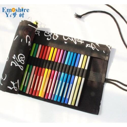 Hot Canvas Pencil Case 36/48/72 Holes Roll Stationery Pencil Bag Material Escolar School Supplies Estuche Escolar Pen Case B089