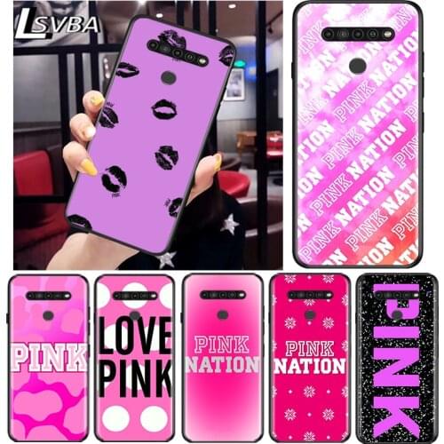 LOVE PINK Fashion for LG G8 G8S G8X V30 V35 V40 V50 V60 ThinQ Q60 K40 K50 K30 K41 K51 K61 K71 K92 Black Phone Case