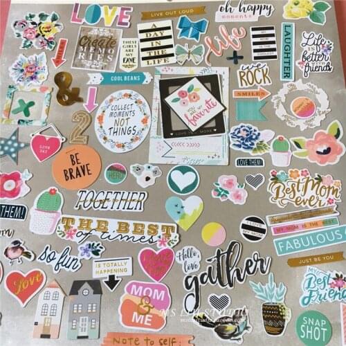 70pcs Great Memo flower Colorful Cardstock Die Cuts for Scrapbooking/Card Making/Journaling Project DIY Craft