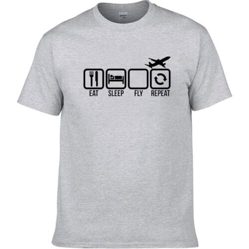 Eat Sleep Fly Airplane Repeat Funny T-shirt Men New Fashion Unisex Summer Cotton Short Sleeve T-shirt Tops Camiseta Hombre
