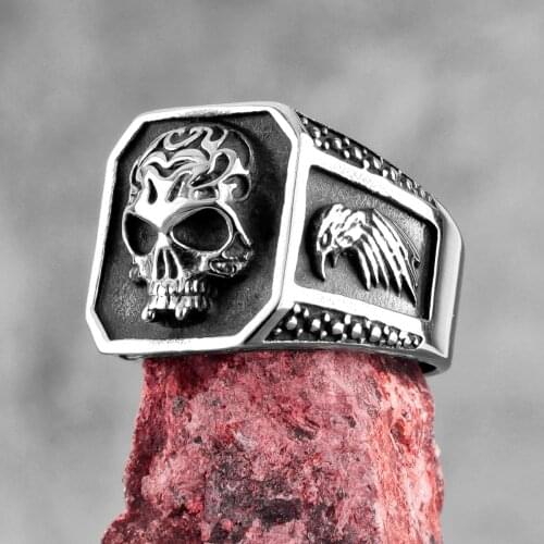 Gothic Skull Ealge Stainless Steel Mens Rings Punk Hip Hop Unique for Male Boyfriend Biker Jewelry Creativity Gift Wholesale