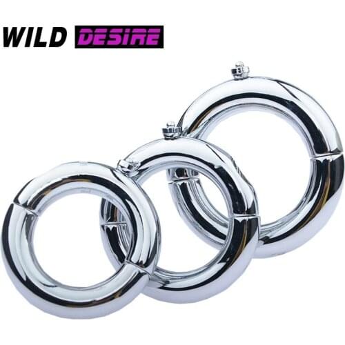 40/45/50mm Penis Ring Member Male Chastity Dick Stretcher Lock Slave Bdsm Scrotum CBT Steel Cock Ring Couples Men Gay Adult 18