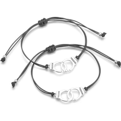 1 Set Handmade Police Officers Handcuffs Freedom Justice Charm Fashion Bracelets Friendship Couple Lover Bracelets Kit Unisex