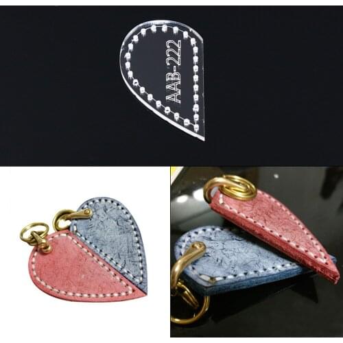 Leather Heart Shape Keychain Decoration Making Acrylic Template, Handmade Pendant Sewing Stencil, DIY Craftwork Mould Supplies