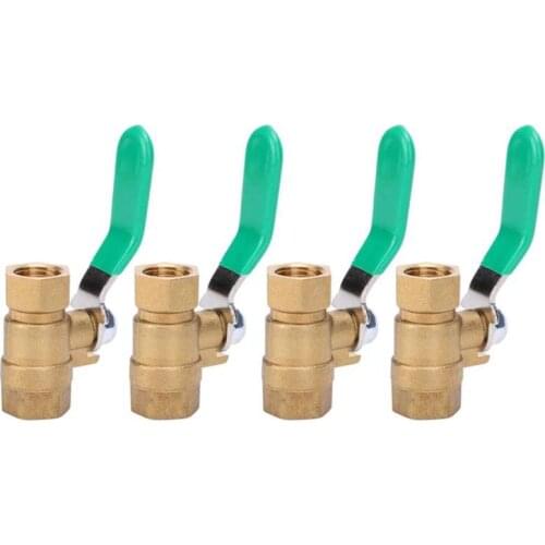 4Pcs 1/4 Inch Brass Ball Valve Thicken Drain Shut Off Switch Water Pipe Plumbing Systerm Corrosion Resistant