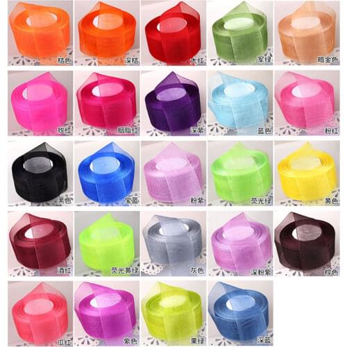 2inch=5cm 50mm Chiffon Organza Ribbons 45Meters/Roll DIY Handmade Crafts Fabric Wedding Decoration Birthday Party Gift Wrapping