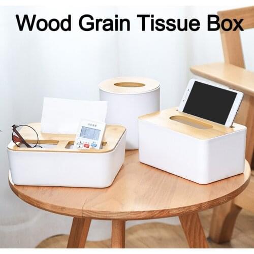 Multi-function Napkin Holder Wooden Plastic Tissue Box Roll Paper Tube Household Storage Boxes For Home Office Desktop