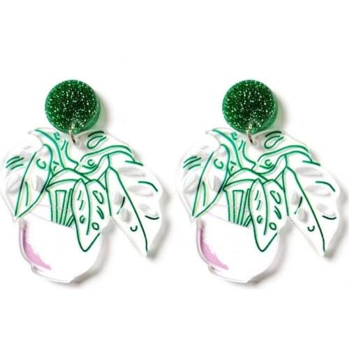 Fashion Jewelry Plant Pot Culture Earrings for Womens Pendientes Clear Drop Earring Oorbellen Brincos Trendy Accessory