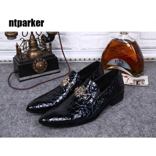 Ntparker Man Dress Shoes Leather Pointed Toe Leather Dress Shoes Handmade Italian Style Man Oxfords Red Wine/Black, EU38-46