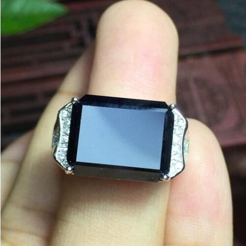 Free shipping Natural Sapphire Man Ring 925 sterling silver Wholesales Fine jewelry Natural Sapphire Man Ring 10*14mm