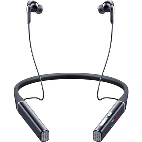 New Wireless Bluetooth Headphone LED Battery Display Memory Card Neckband Headphones With Microphone Earphones Noise Reduction