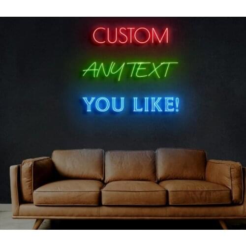 Custom Led Neon Night Lights Sign For Room Bedroom Decor Wall with dimminng plug powered