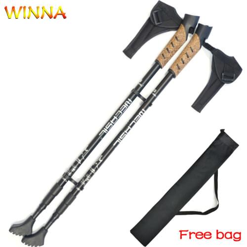 2Pcs/lot Hiking Walking Sticks Anti Shock Trekking Poles Nordic Walking Cane Aluminum Telescopic Camping Hiking Poles Crutches