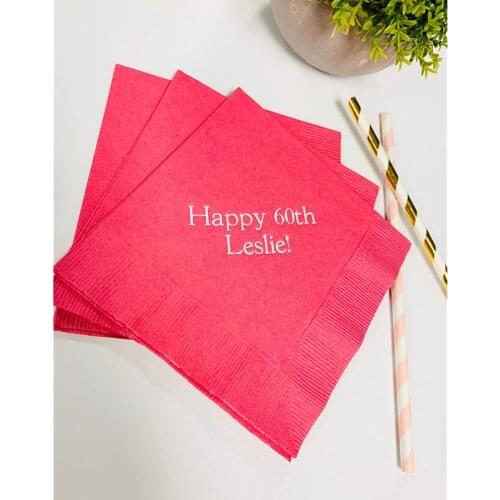 Personalized Napkins Custom Napkins Printed Personalized Cocktail Beverage Paper Birthday Party Monogram Custom Luncheon Avail