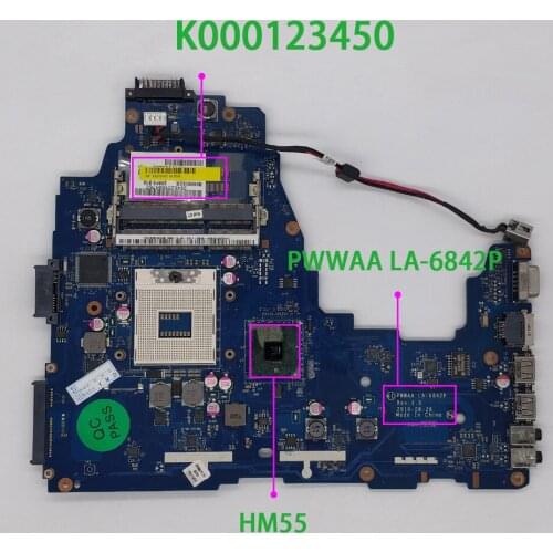Genuine K000123450 PWWAA LA-6842P Laptop Motherboard Mainboard for Toshiba Satellite C660 Notebook PC
