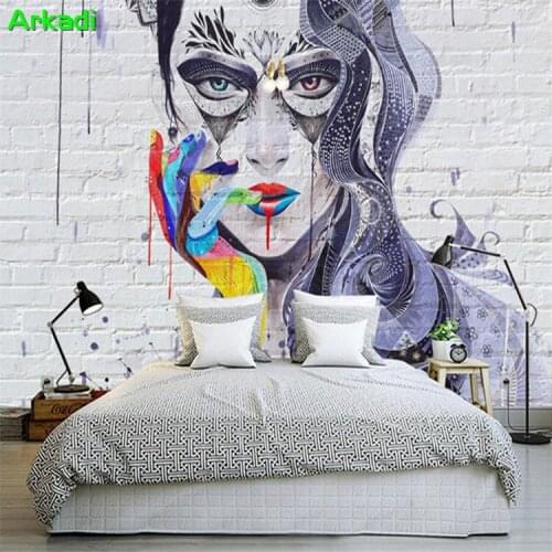 Custom 3D abstract graffiti watercolor beautiful brick wall wallpaper hair salon barber shop background mural any size