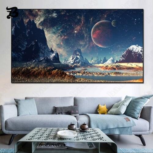 Posters Landscape Art Canvas Painting Posters and Prints Stunning Natural Scenery Cosmic Galaxy Wall Art Pictures for Home Decor
