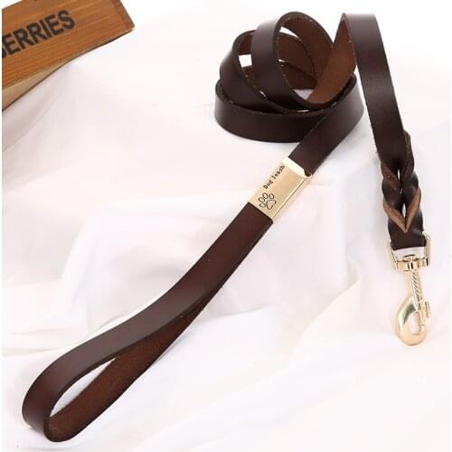 100% Genuine Leather Dog Leash 1.2/2.0cm 120cm Real Leather Pet Leads Training Leash for Small Medium Large Dogs Pet Products