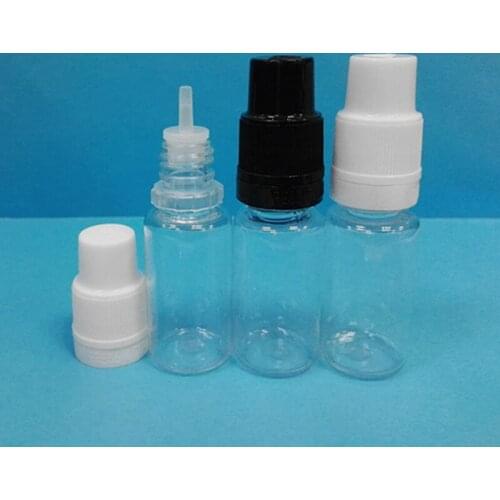 Dropper bottle clear 10ml PET bottle with childproof and tamper evident cap 100pcs/lot free shipping