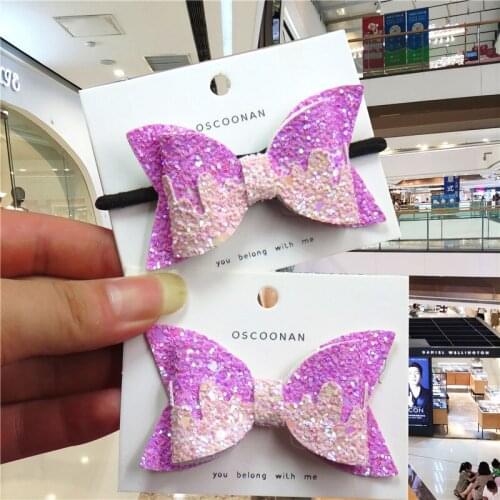 2PCS/LOT Lovely Fish Flash Ties Bows Elastic Bands For Baby Girls Hairpin Creativity Pink Clip Scrunchy Kid Hair Accessories NEW