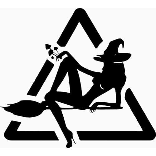 S51628# Car Stickers Vinyl Decal Halloween Witch Flying On Broom Motorcycle Decorative Accessories Waterproof Decor