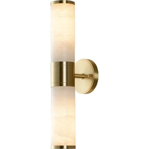 Modern and simple copper new Chinese marble wall lamp living room TV background wall aisle corridor bedroom bedside lamp