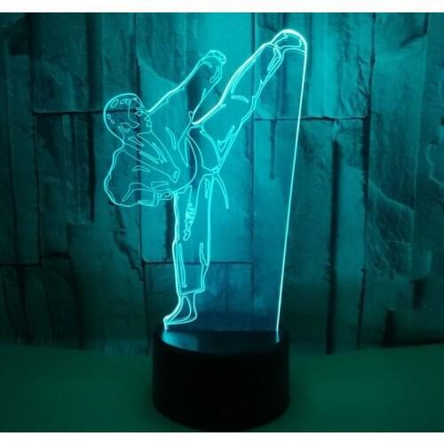 Night Light Creative 3D LED Light Vision Gradient Karate Table Lamp USB Taekwondo Modelling Bedroom Lighting Decor For Gifts Kid