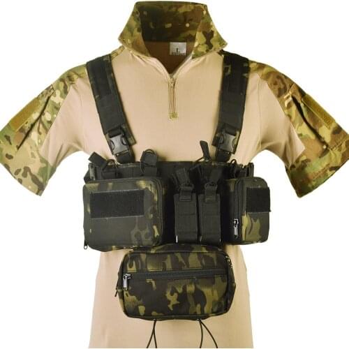 Tactical Chest Rig H-harness Vest Army Pack Magazine Down Hanger Sub Abdominal Pouch Molle Men Nylon Airsoft Hunting Accessories