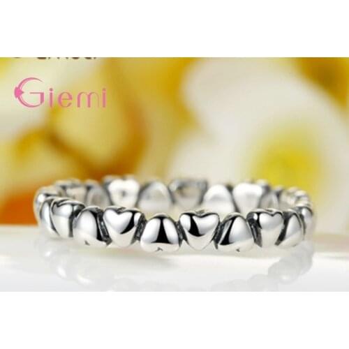 Solid 925 Sterling Silver Heart Shape Ring Hot Sale Fashion Love Jewelry for Women Wedding Engagement Proposal Valentines