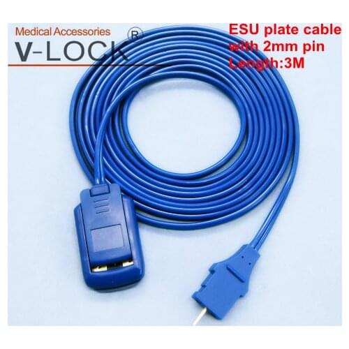 V-LOCK ESU plate cable with 2mm pin for disposable bipolar plate and monopolar plate 5pcs packing