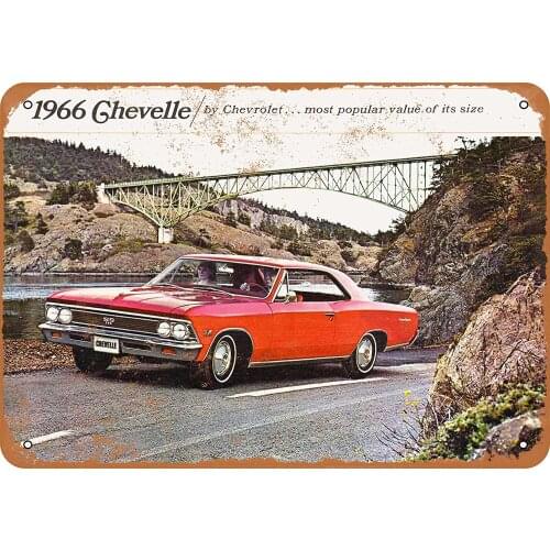 WallColor 8*12 Metal Sign 1966 Chevy Chevelle Vintage Look