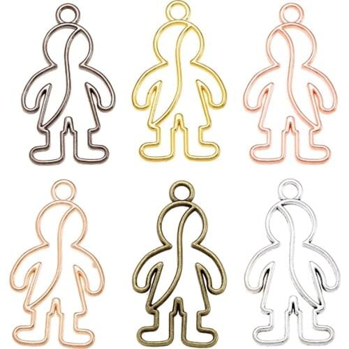 YuenZ 10 pcs SIX Color Hollow boy Alloy Metal Charms Pendant DIY for Bracelet Necklace Jewelry Making Supplies