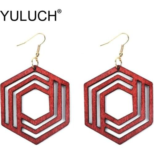 YULUCH Personality Women Vintage Geometric Dangle Earrings Fashion Jewelry Ethnic African Indian Big Pendant Earrings For Women